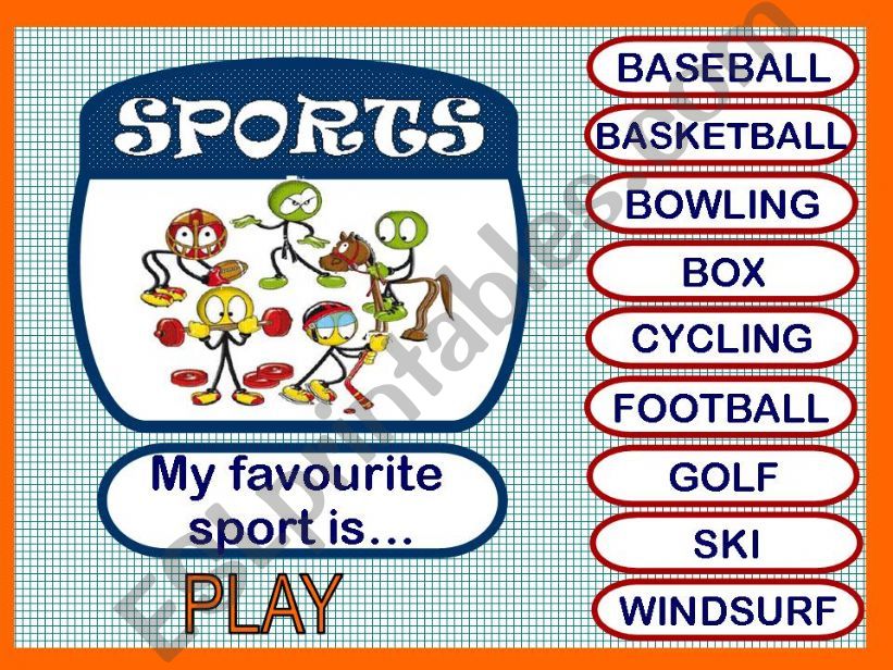 FAVOURITE SPORTS - GAME powerpoint