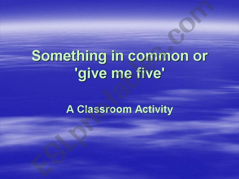 a classroon activity- an  Icebreaking fun game