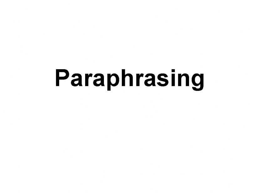 Paraphrasing powerpoint