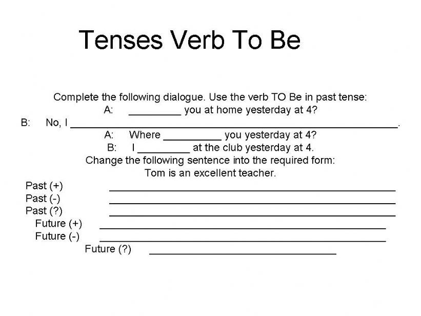 Tenses Verb To Be powerpoint