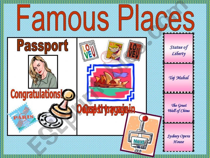Famous Places Game (Countries)