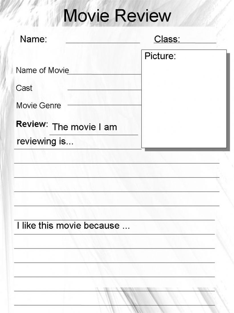 Movie Review Worksheet powerpoint