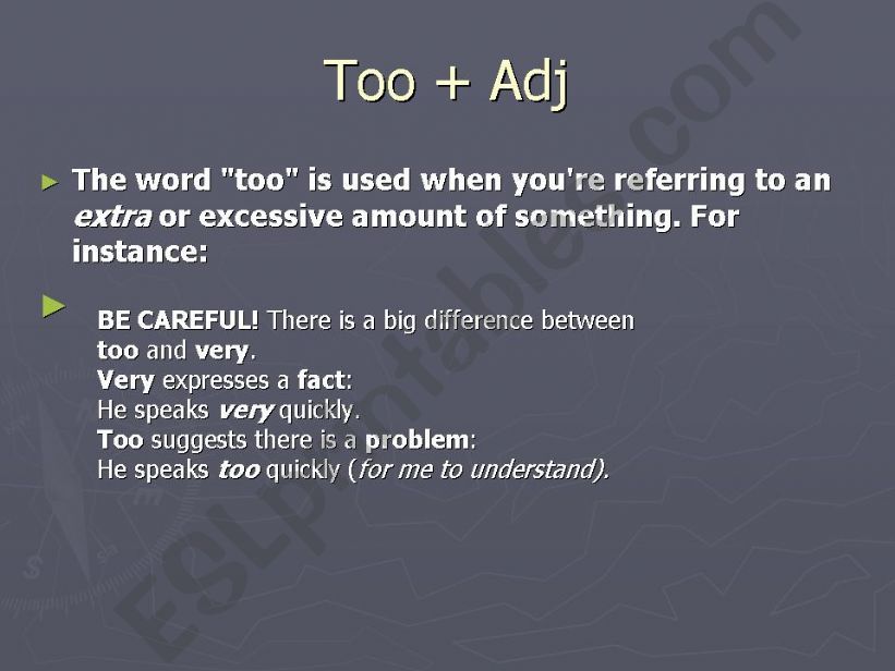 Too + Adj powerpoint