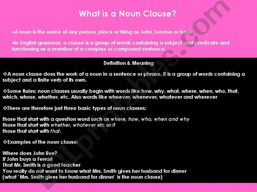 Noun clauses powerpoint