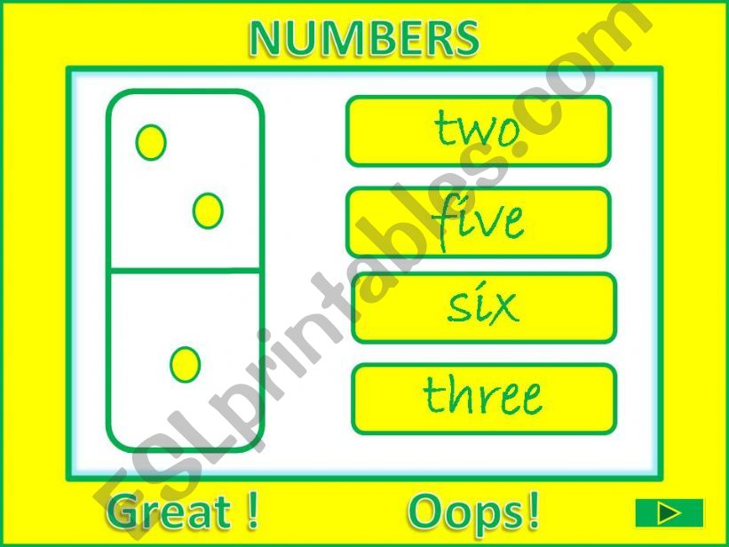 Numbers from 1 to 10 GAME powerpoint