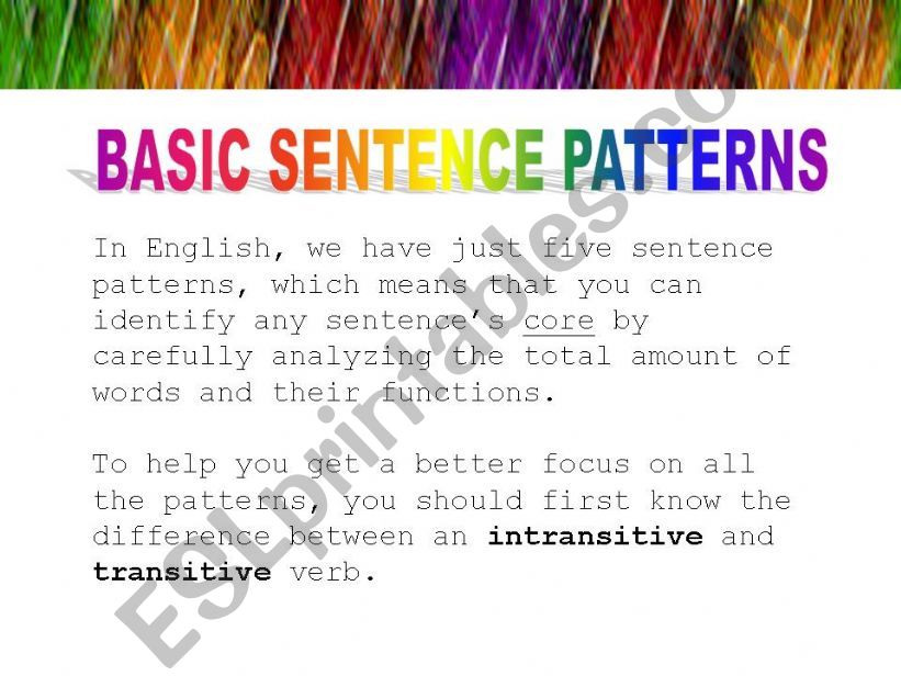 Basic Sentence Patterns powerpoint