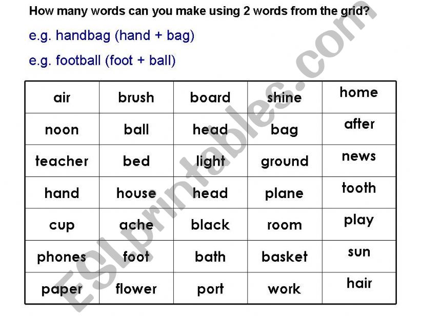 Compound words worksheet powerpoint