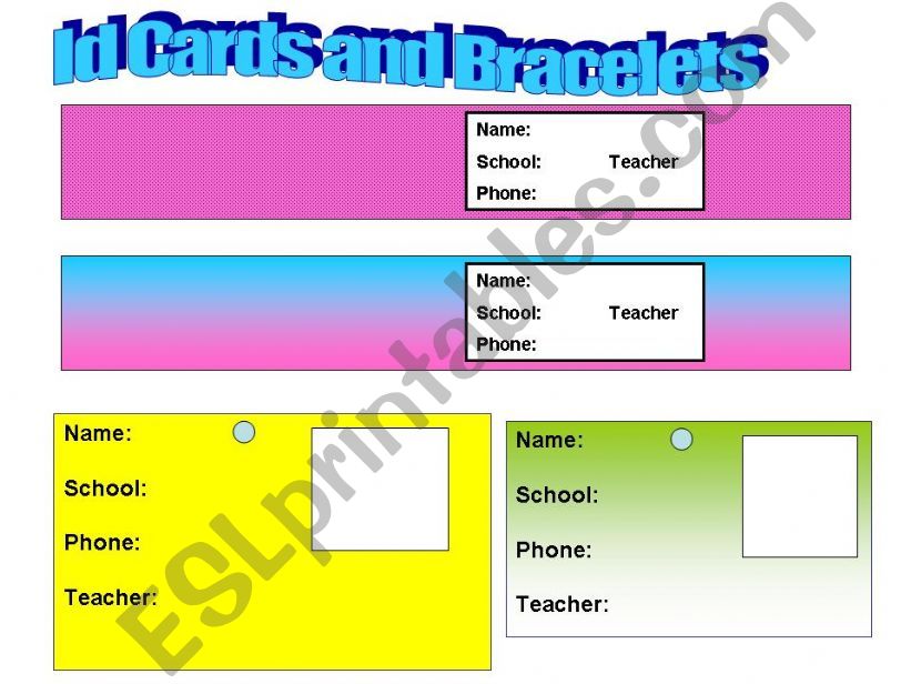 Id cards and bracelets  powerpoint