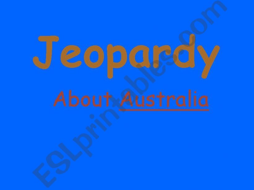 Australian Jeopardy/Quiz powerpoint