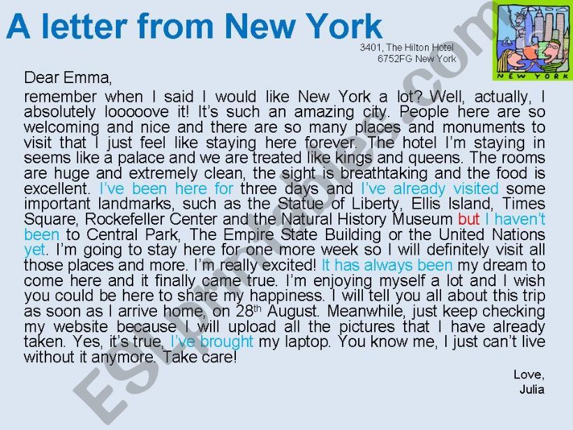 A letter from New York powerpoint