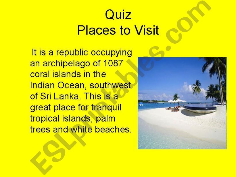 Places to visit Quiz part 1 powerpoint