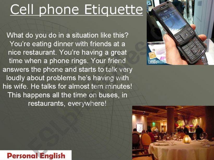 Cell phone etiquette powerpoint