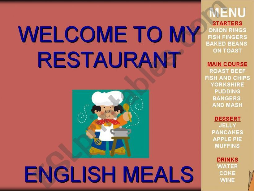 WELCOME TO MY RESTAURANT 1 OF 3