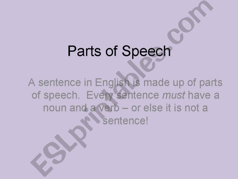 Parts of Speech powerpoint