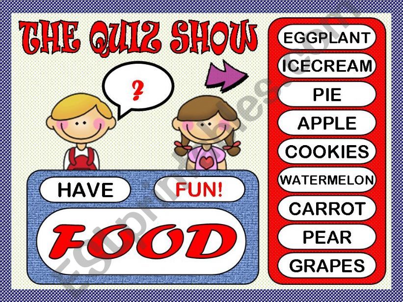 THE QUIZ SHOW - FOOD (GAME) powerpoint