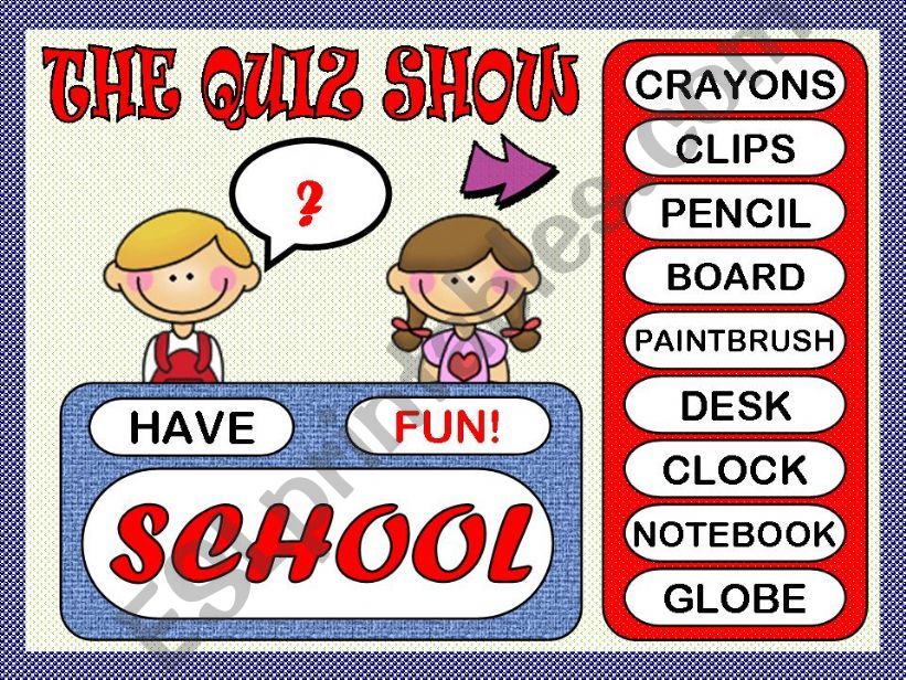 THE QUIZ SHOW - SCHOOL (GAME) powerpoint