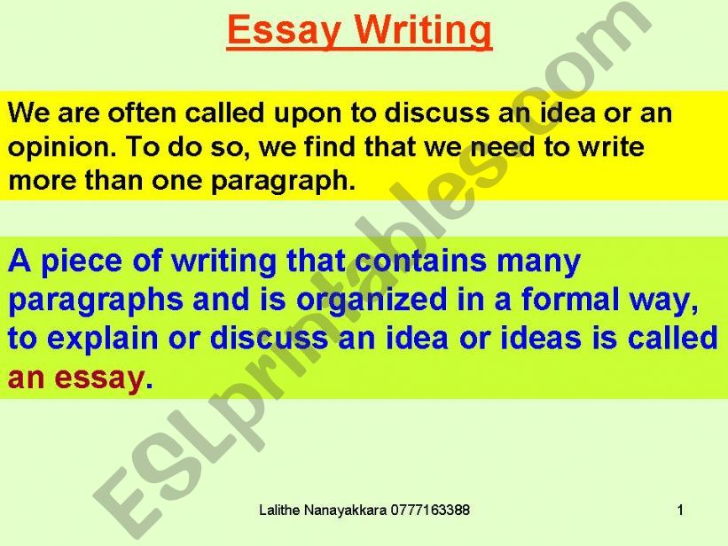 Essay Writing powerpoint