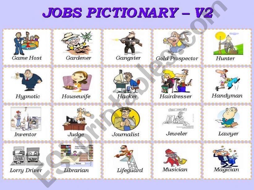 JOBS PICTIONARY - 2 of 4 powerpoint