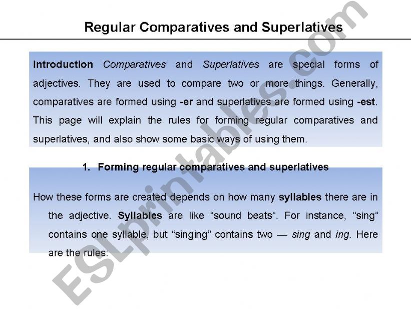 Comparatives and Superlatives powerpoint
