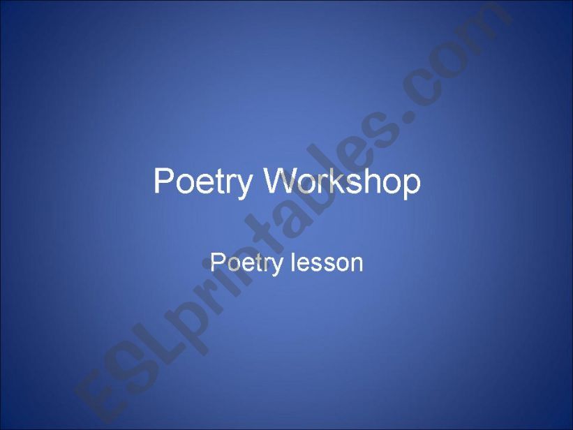 Poetry Workshop powerpoint
