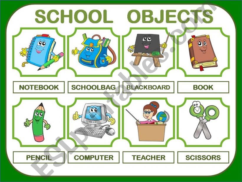 SCHOOL OBJECTS PRESENTATION 24 ITEMS!