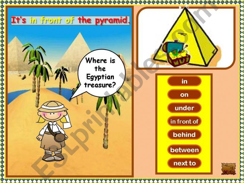 Where Is The Treasure?   (Prepositions of place)  (1/3)