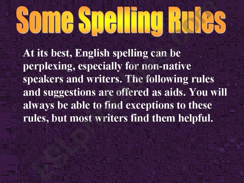 Some Spelling Rules powerpoint
