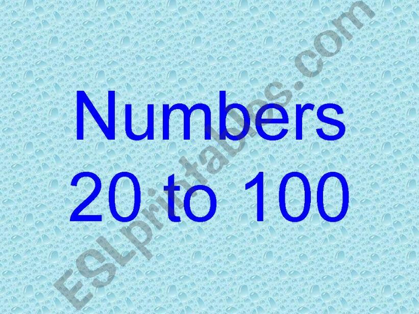 Numbers 20... powerpoint