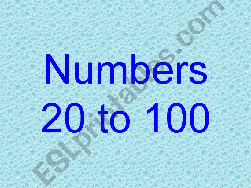 Numbers 20... powerpoint