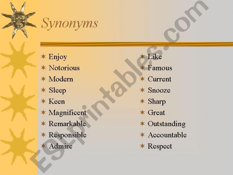 Synonyms powerpoint