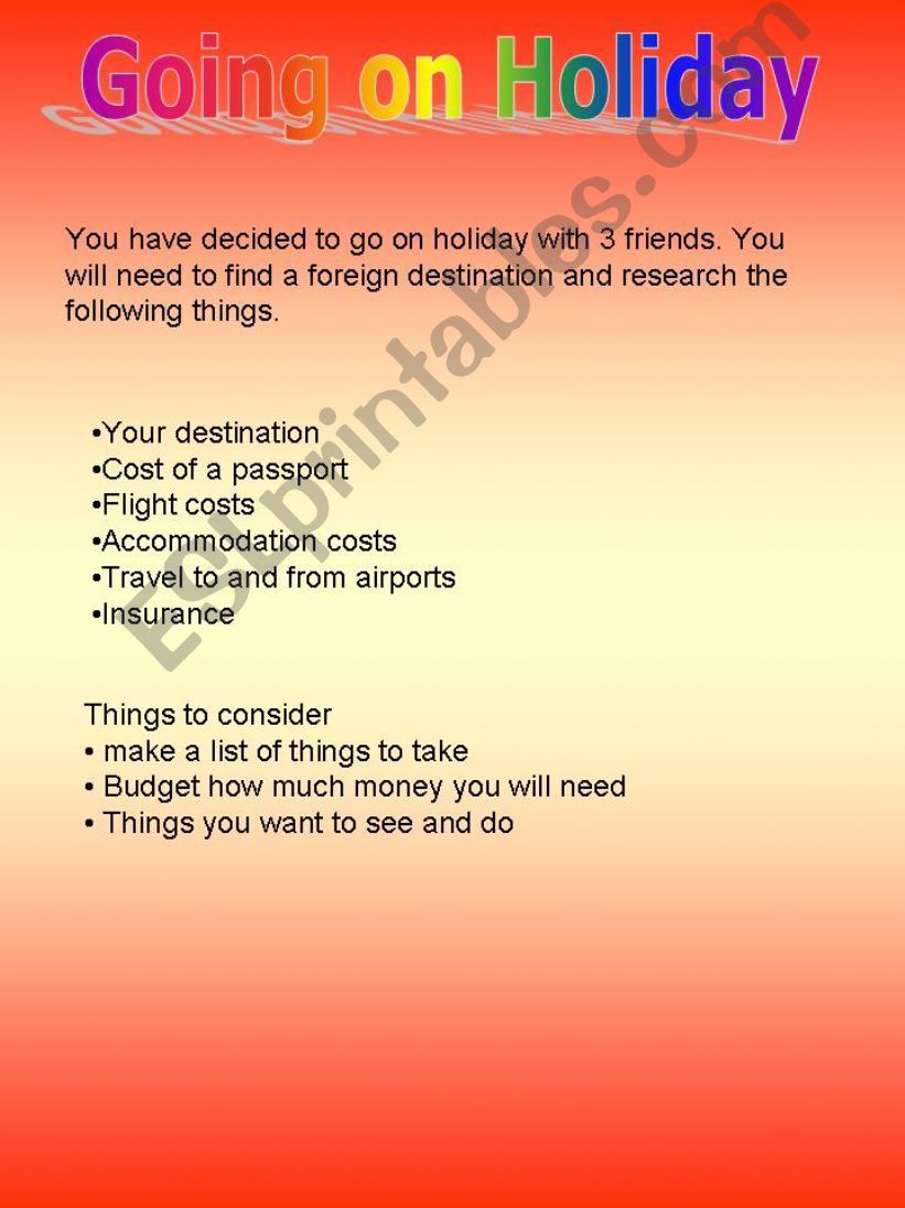 going on holiday  powerpoint