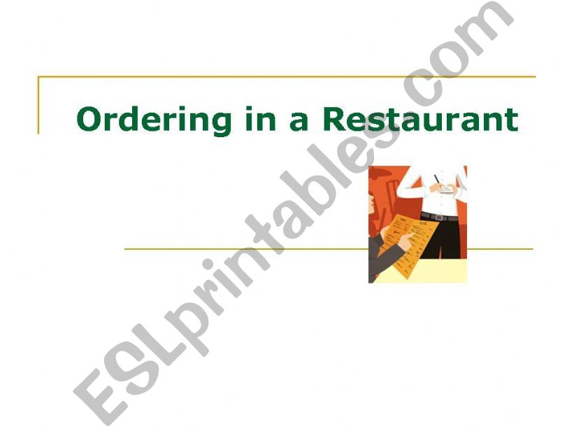 Ordering in a Restaurant powerpoint