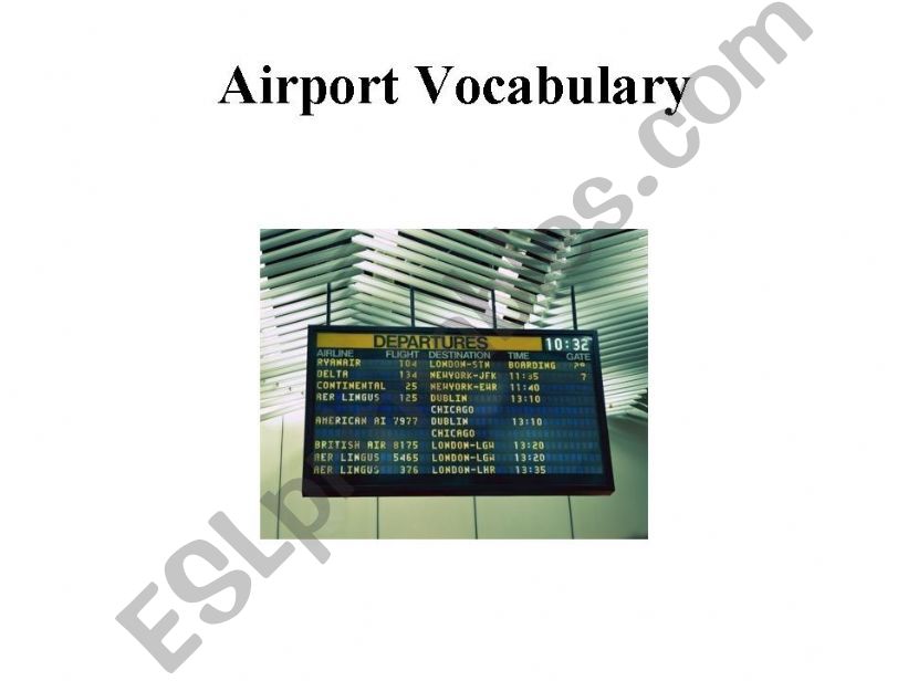 Airport Vocabulary 3 of 8 powerpoint