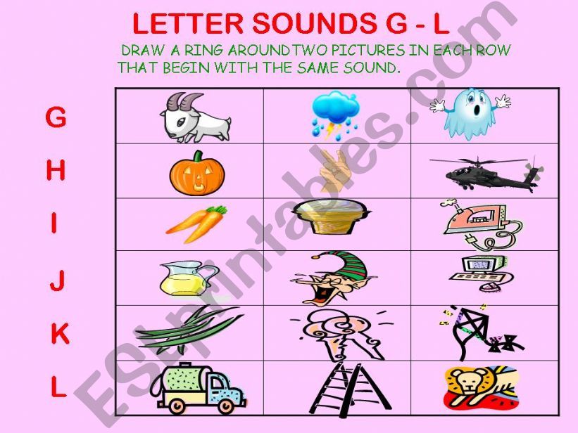 LETTER SOUNDS G TO L powerpoint