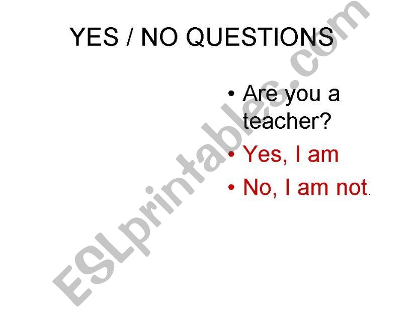 YES / NO QUESTIONS powerpoint