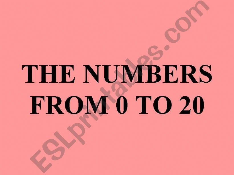 The numbers from 0 to 20 powerpoint