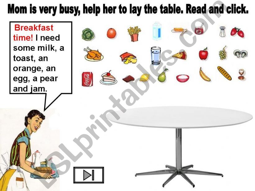 Food: help mom to lay the table (1/2)