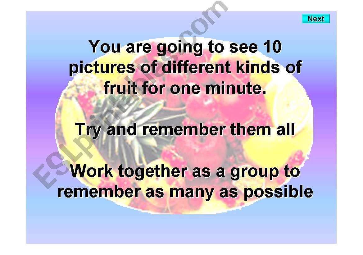 Fruit - kims game powerpoint