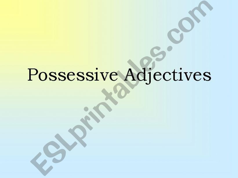 Possessive Adjectives powerpoint