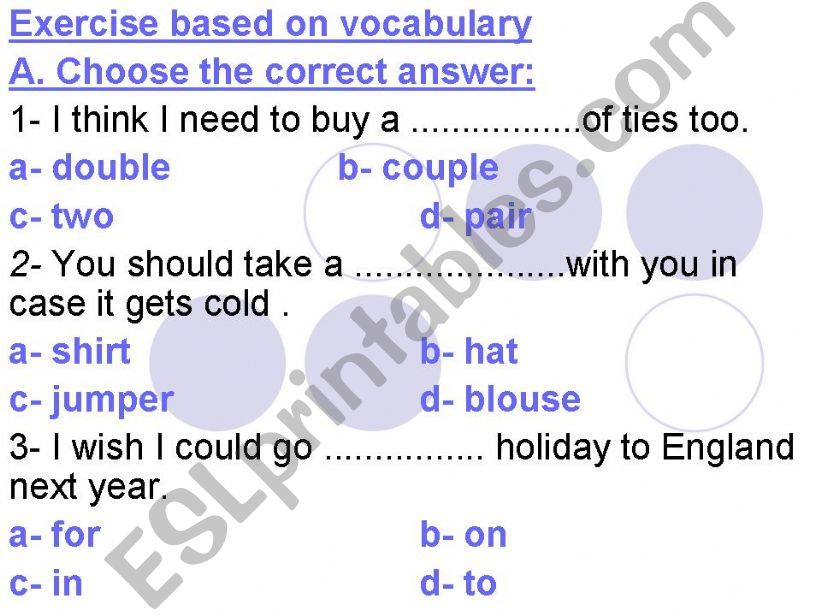 Exercise on vocabulary and passive 