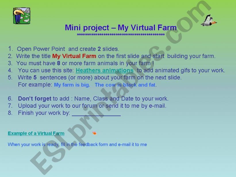 Farm animals mini project powerpoint