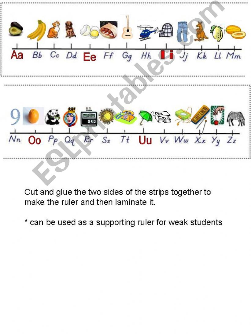 alphabet supporting ruler powerpoint