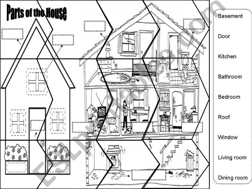 Puzzle Parts of the House powerpoint