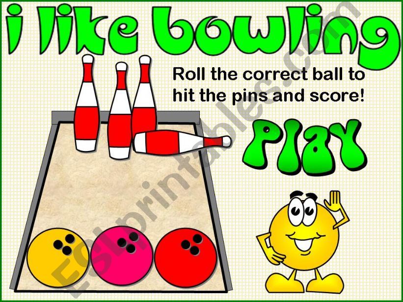 I like bowling - COLOURS game powerpoint