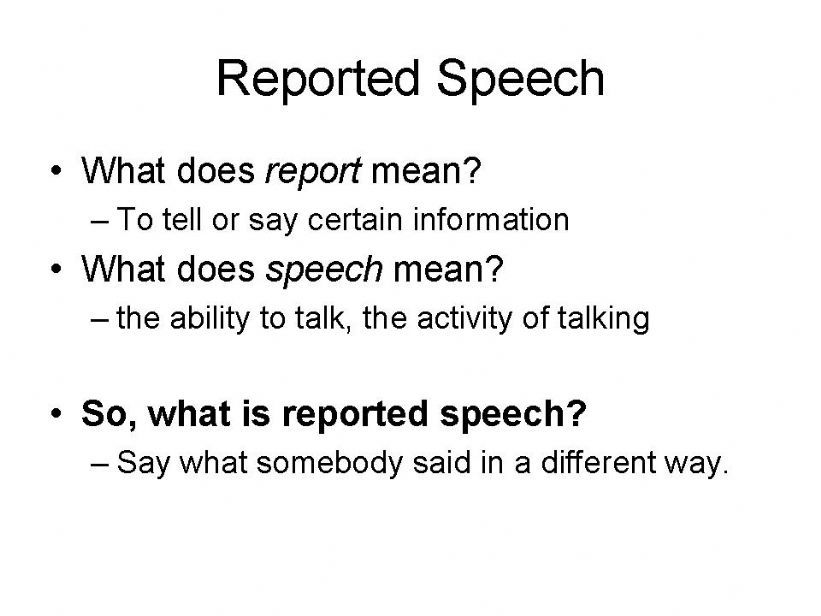 Reported Speech  powerpoint