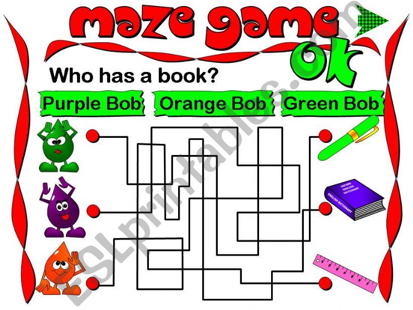 Maze Game - School supplies & Colours