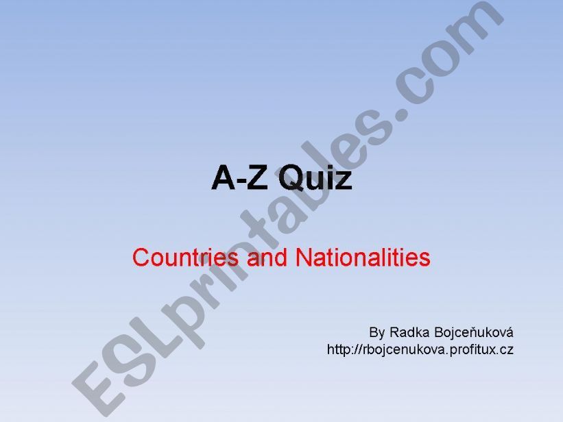 A-Z Quiz - Countries and Nationalities - an interactive game 1/2