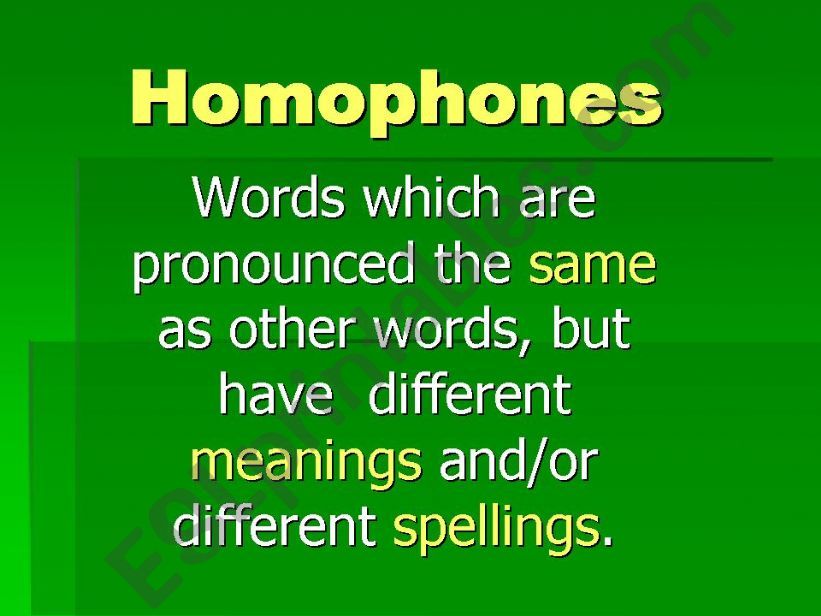 Homophones powerpoint