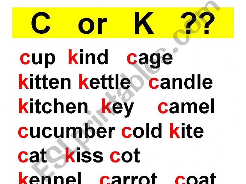 spelling - C or K ? powerpoint