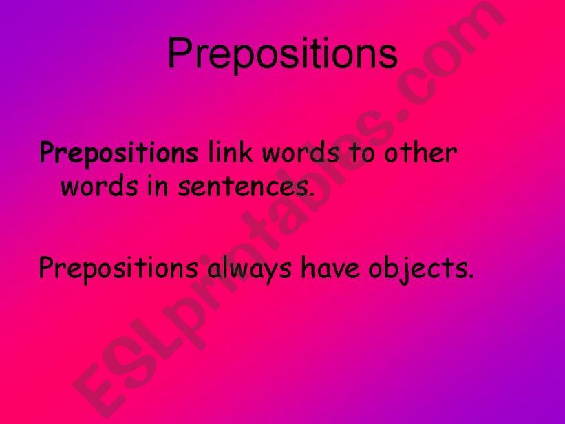 Prepositions and Parts of the house
